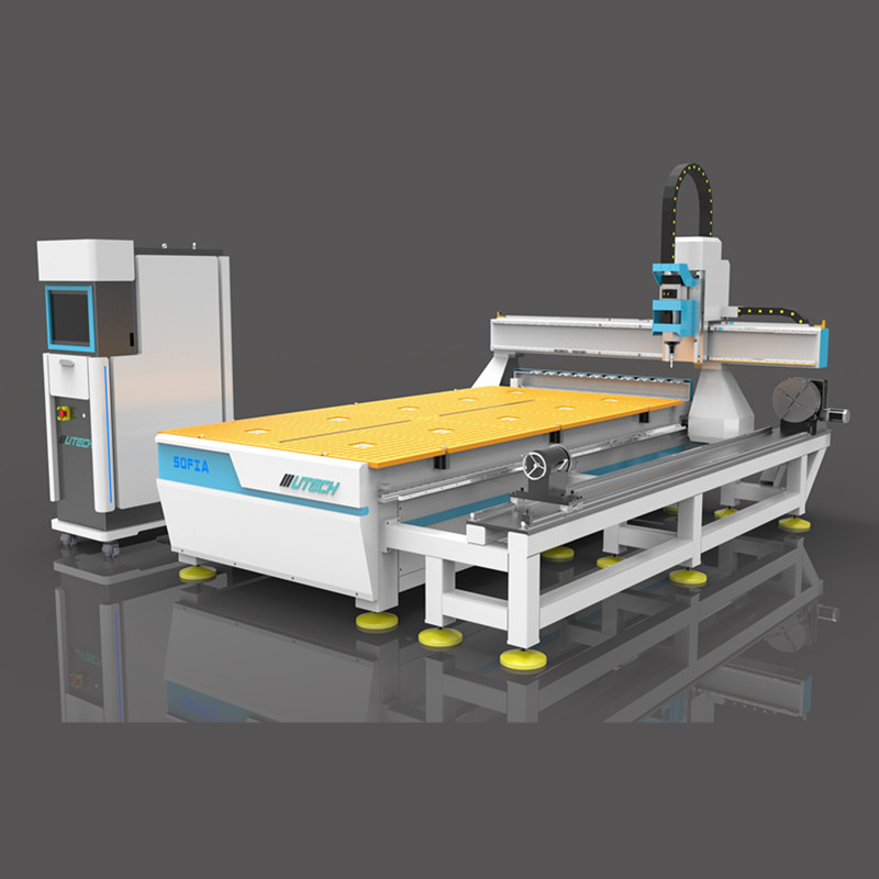 Döner ATC 4 Eksen 3D Ahşap CNC Router Makinesi